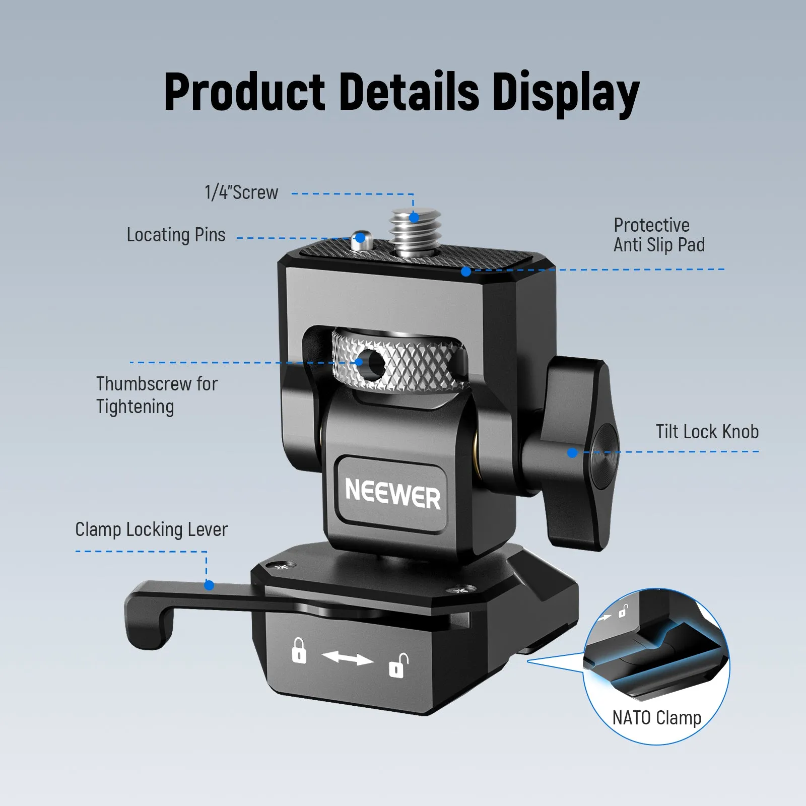 NEEWER MA005 Camera Monitor Mount with NATO Clamp