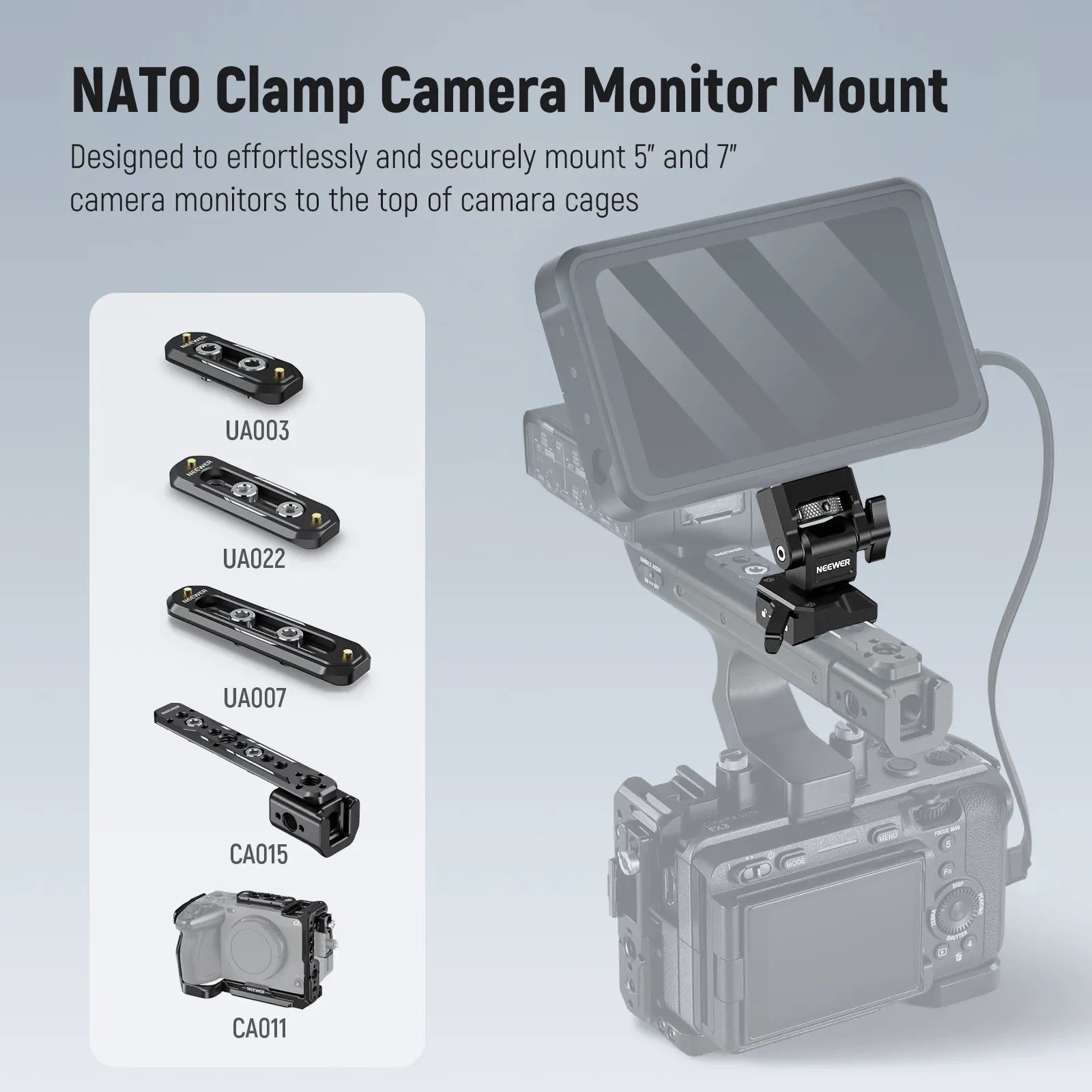 NEEWER MA005 Camera Monitor Mount with NATO Clamp