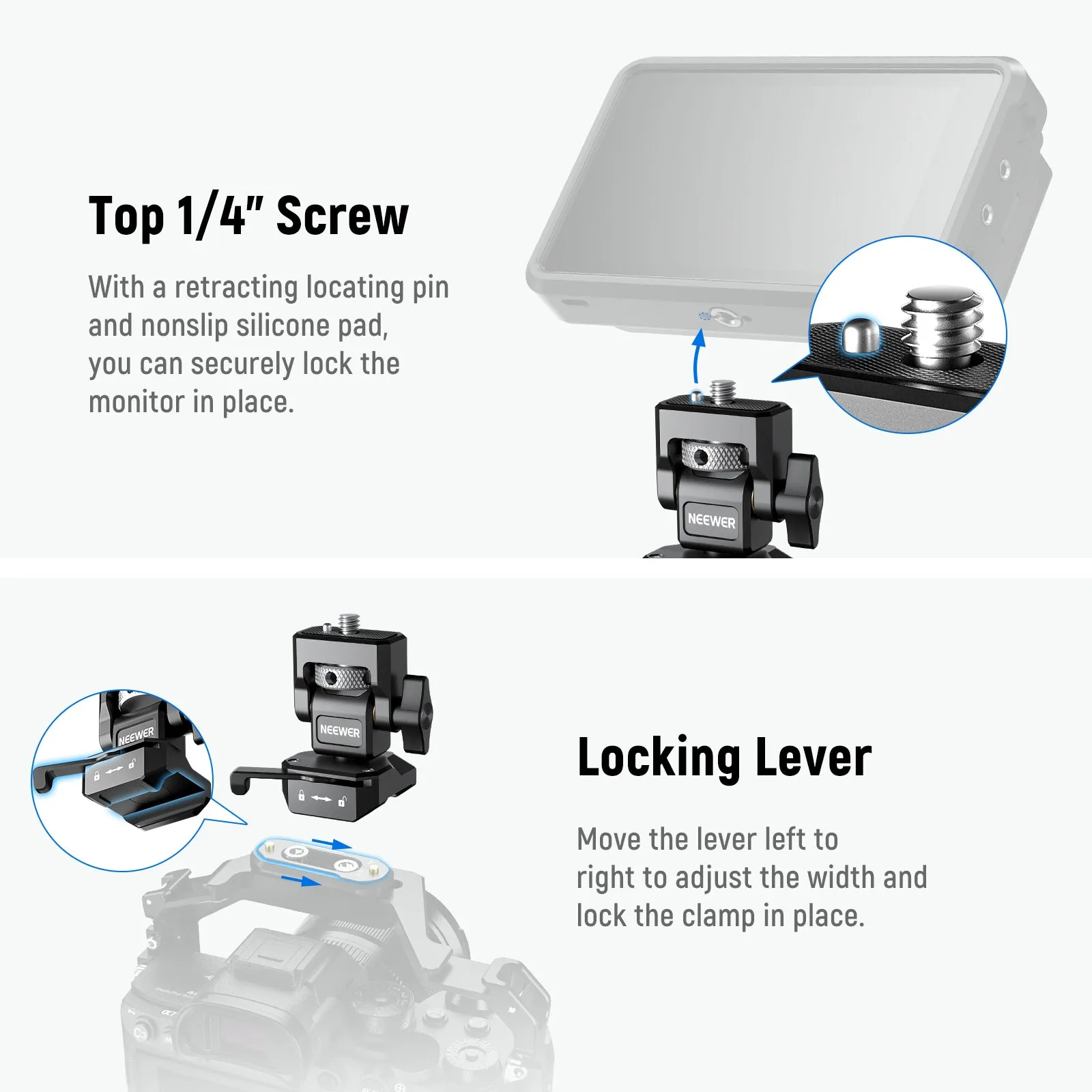 NEEWER MA005 Camera Monitor Mount with NATO Clamp