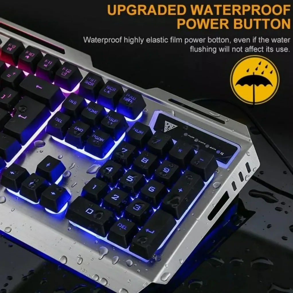 Ninja Dragon Metallic Silver Mechanical Gaming Keyboard and Mouse Set