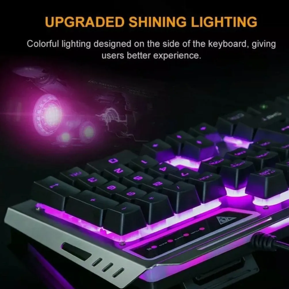Ninja Dragon Metallic Silver Mechanical Gaming Keyboard and Mouse Set