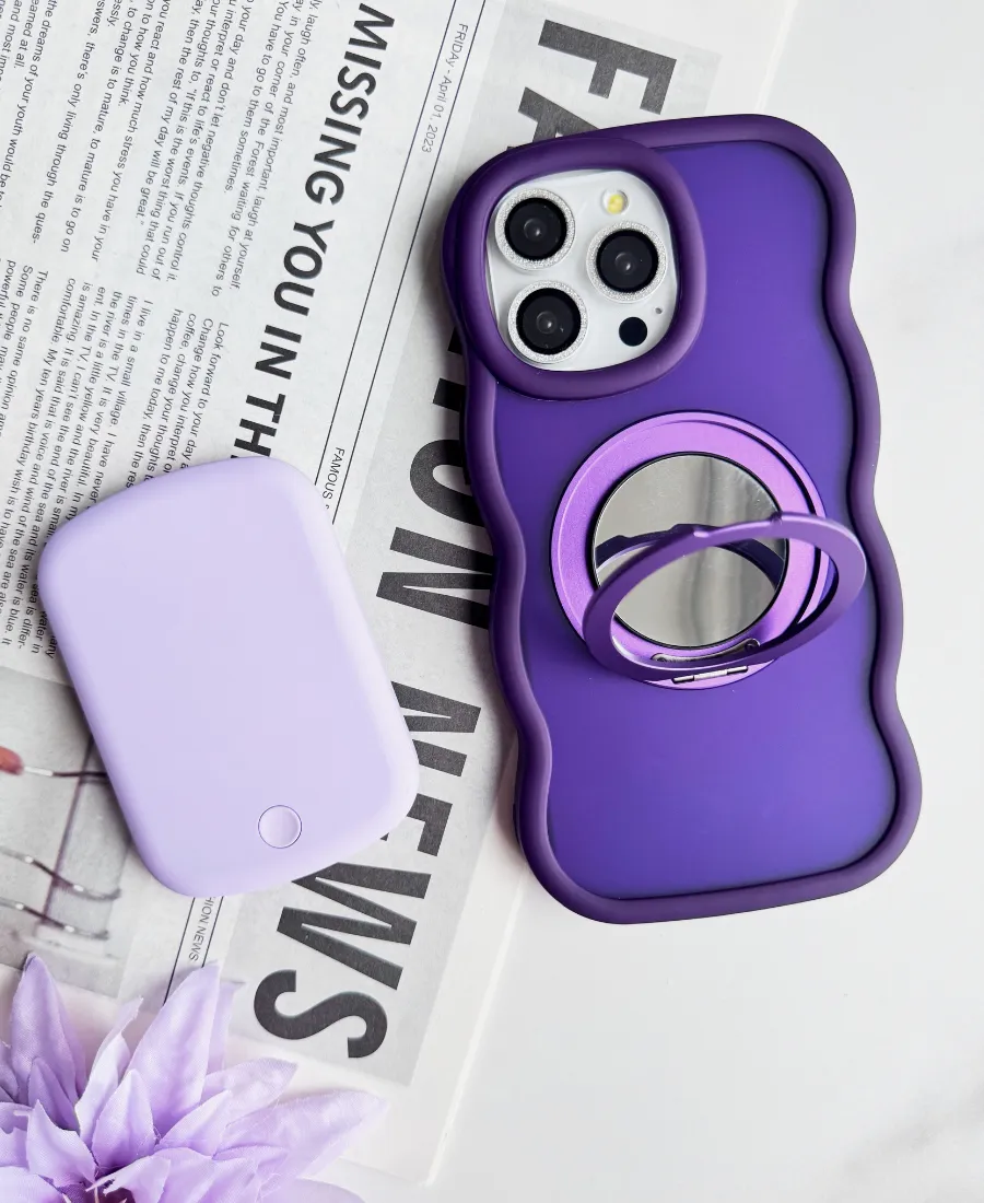 Purple Wavy Mirror MagSafe Phone Case
