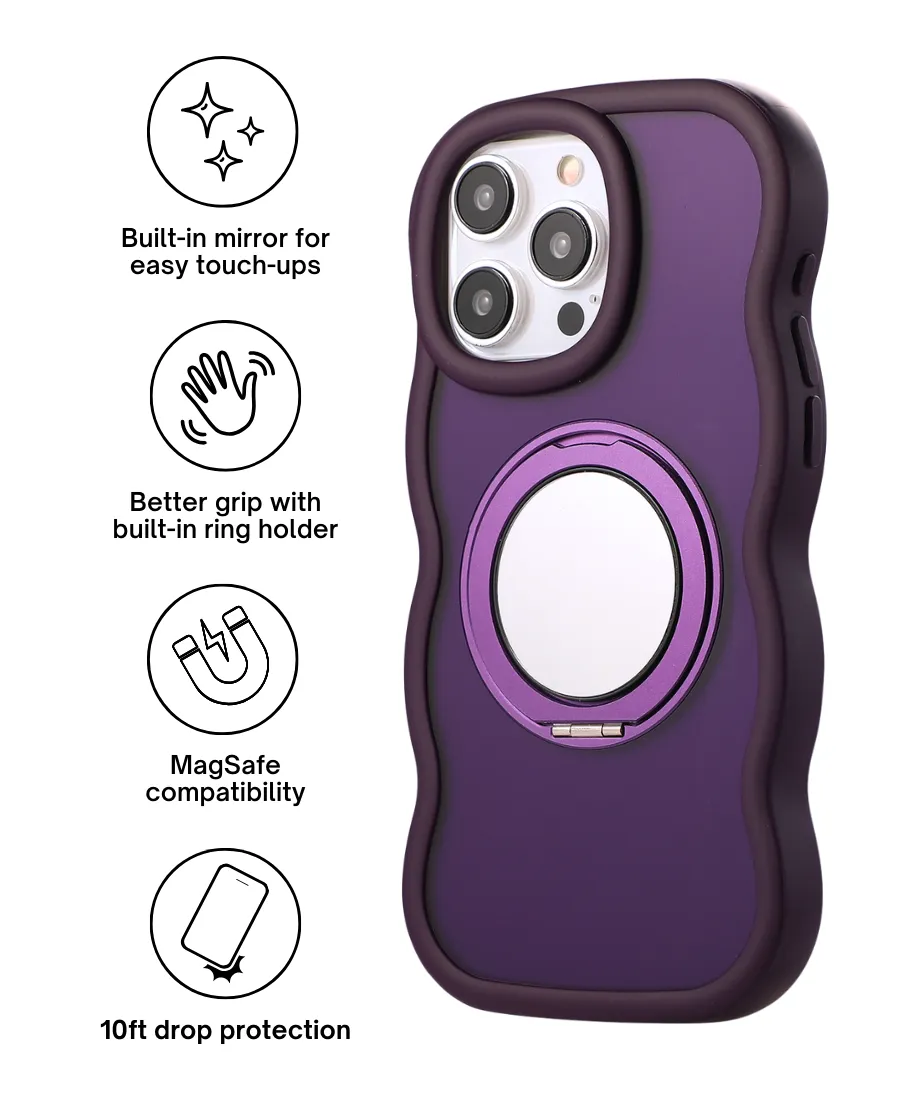 Purple Wavy Mirror MagSafe Phone Case