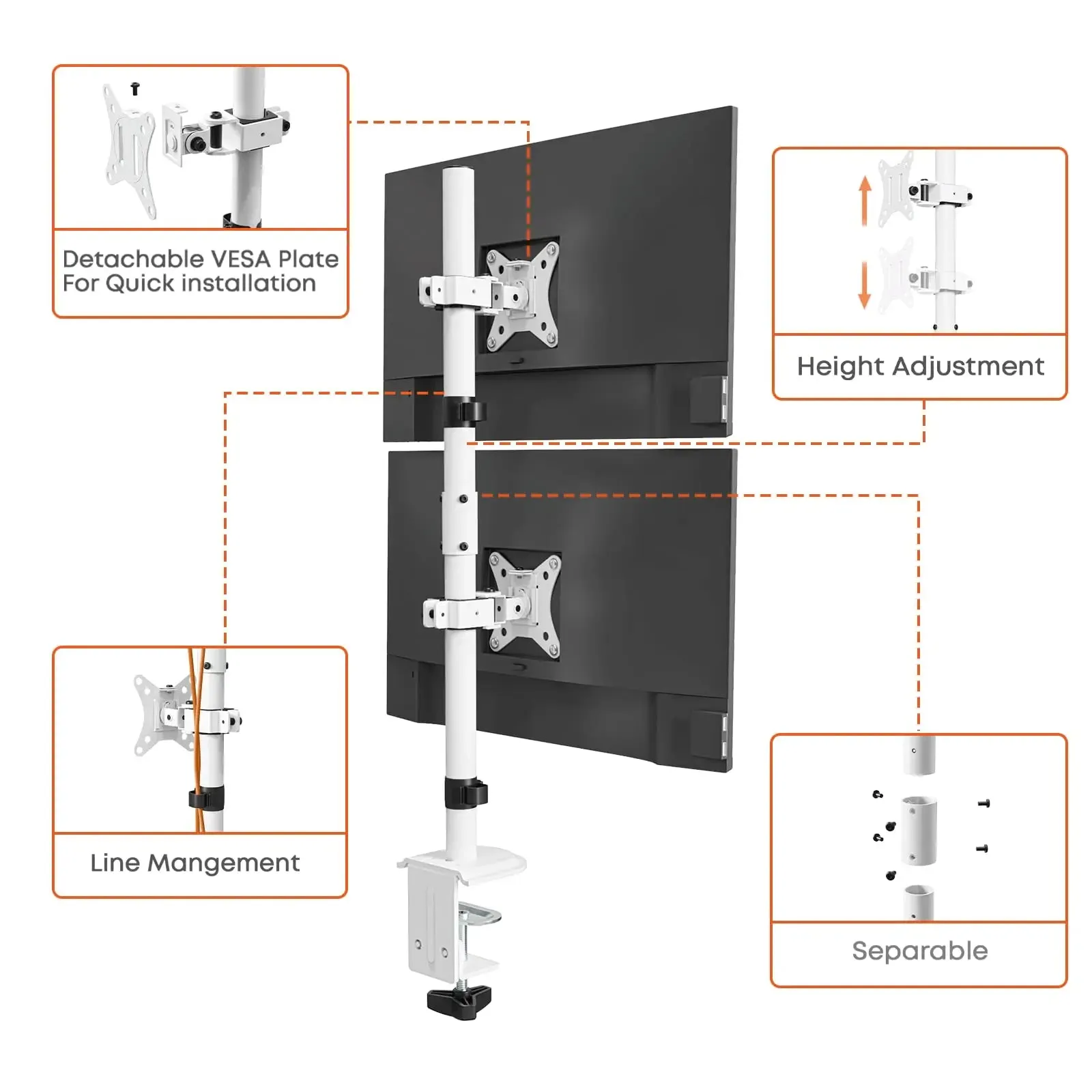 PUTORSEN Double Monitor Arm for Two Screens Up to 32 Inch