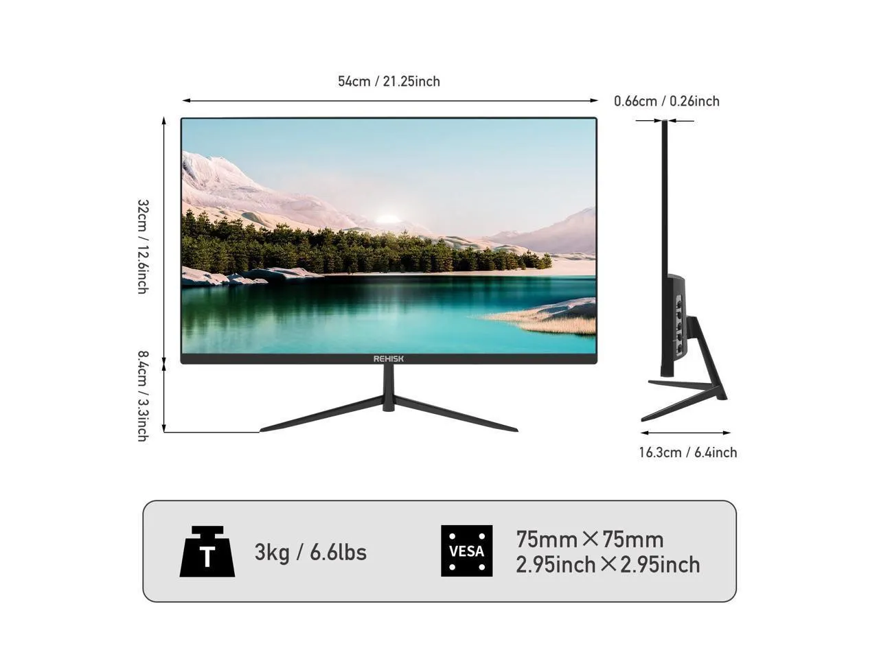 Rehisk 24Inch 75Hz Full HD 1080P Computer Monitor-241KV1