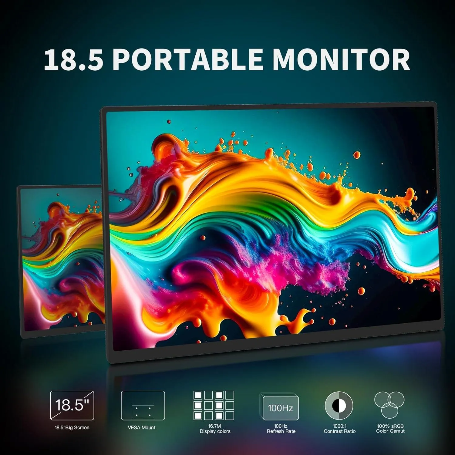 Rehisk RE-18.5KS - Portable Monitor – Ultra-Smooth 100Hz Full HD 1080P Display