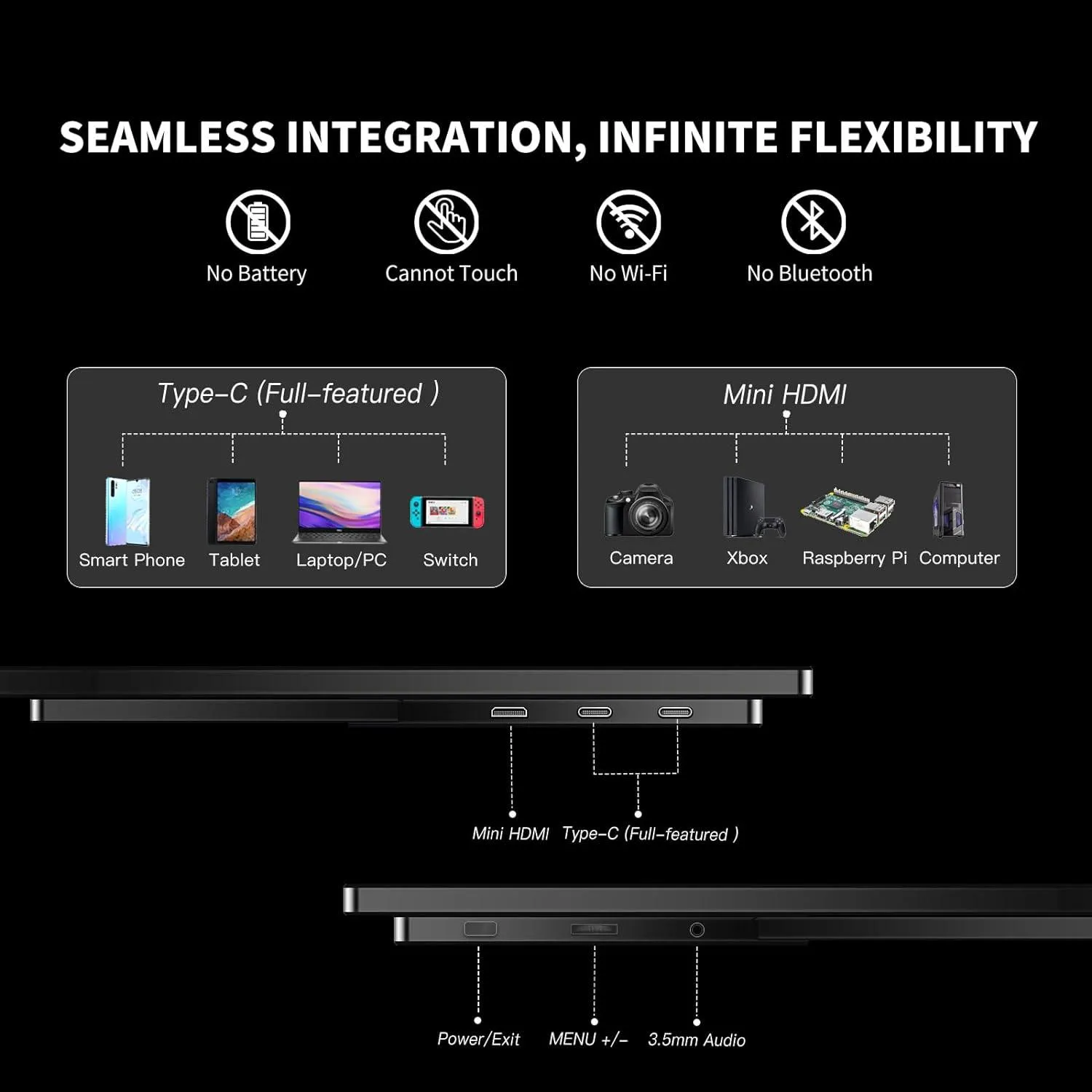 Rehisk RE-18.5KS - Portable Monitor – Ultra-Smooth 100Hz Full HD 1080P Display
