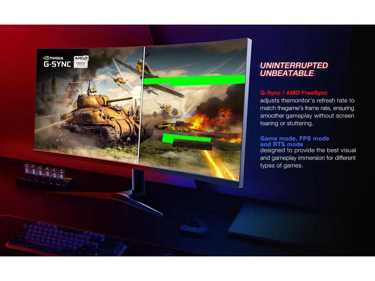 Rehisk RE-344KV1 - 34 Inch 100Hz QHD 3440 x 1440 IPS Curved Gaming computer Monitor