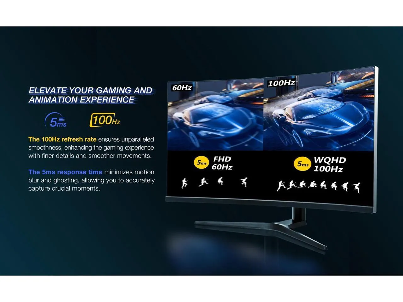 Rehisk RE-344KV1 - 34 Inch 100Hz QHD 3440 x 1440 IPS Curved Gaming computer Monitor
