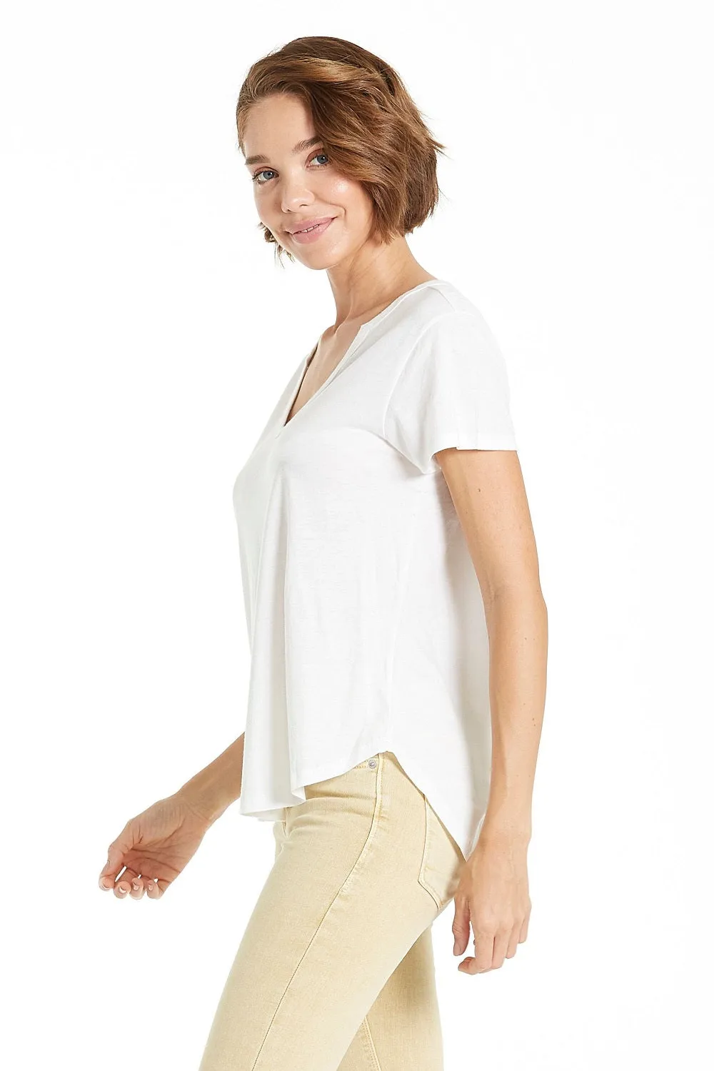 SPLIT NECK TOP | WHITE