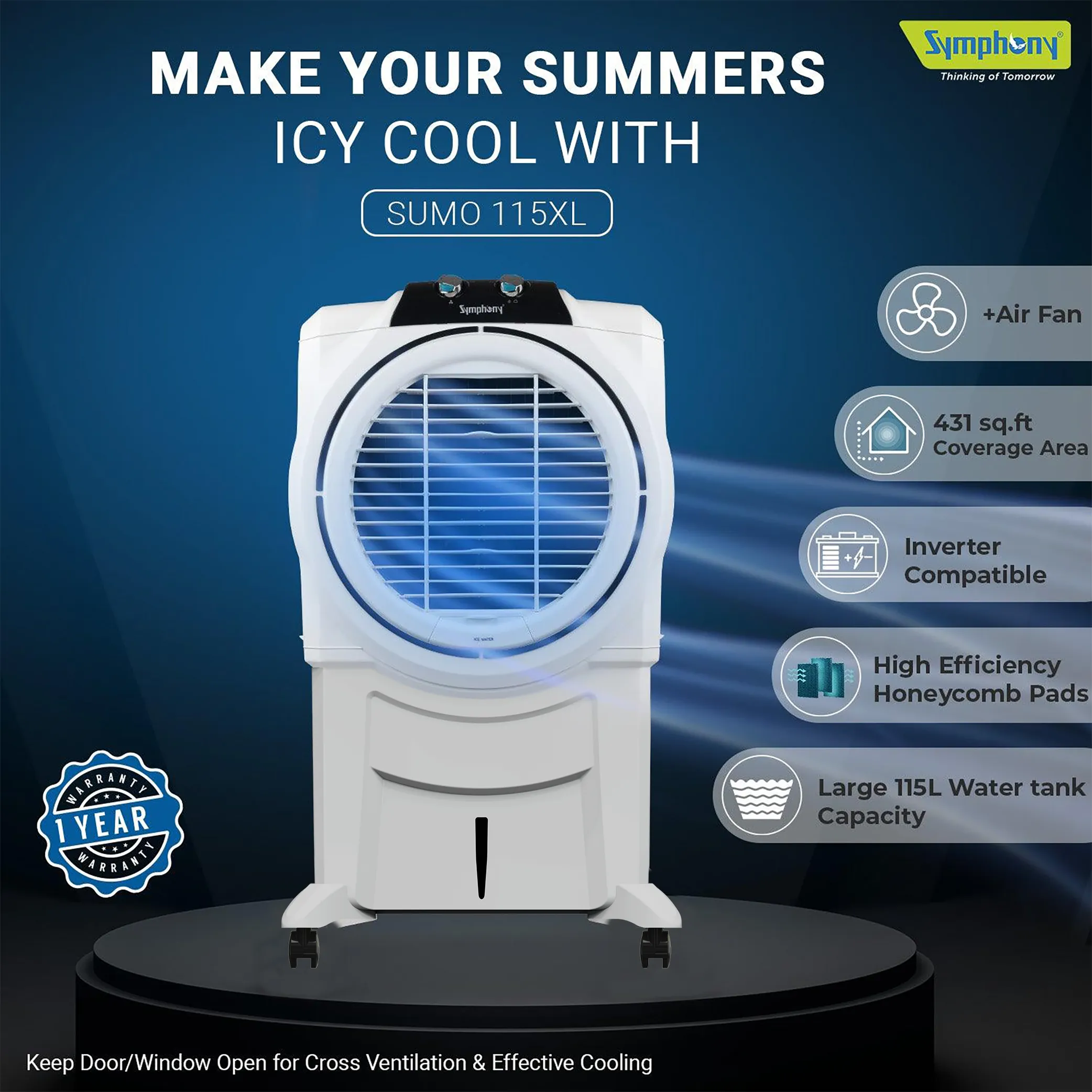 Sumo 115 XL Powerful Desert Air Cooler 115-litres