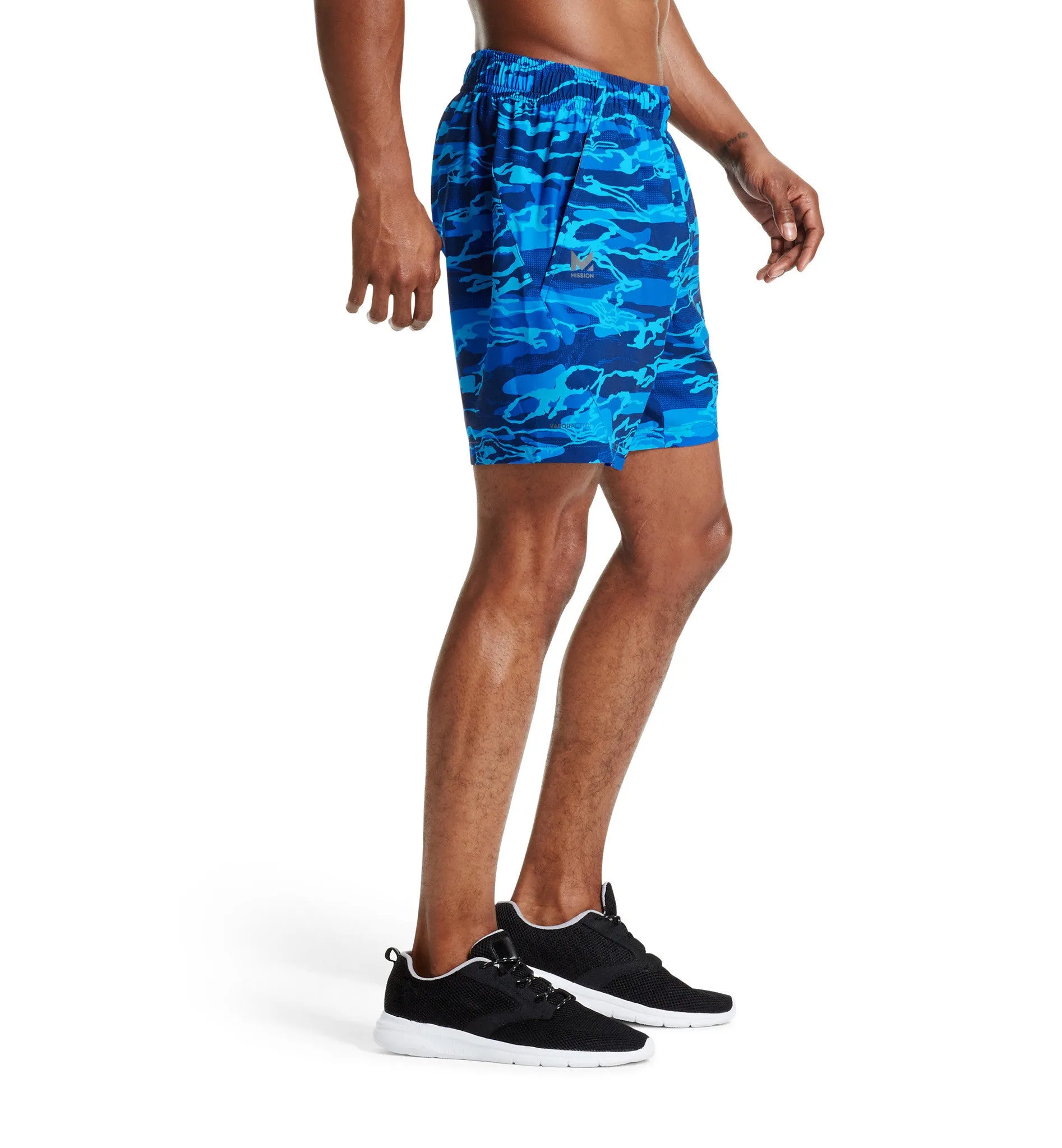 VaporActive Fusion 7" Training Shorts | Matrix Camo Lapis Blue