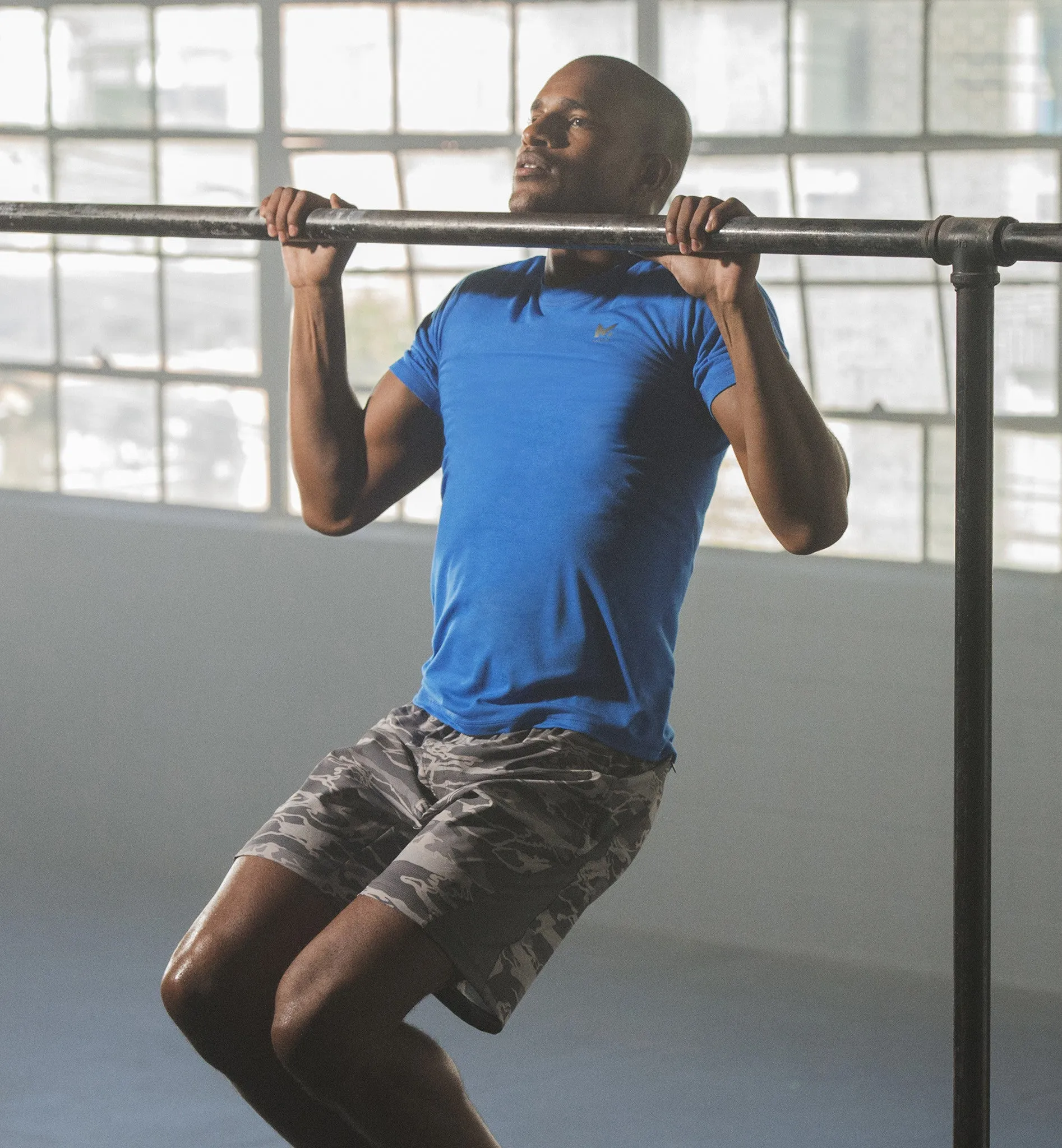 VaporActive Fusion 7" Training Shorts | Matrix Camo Lapis Blue